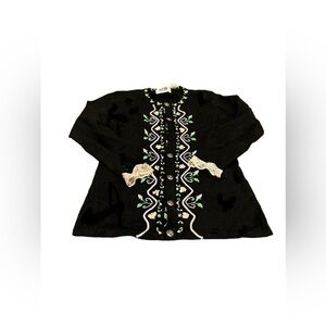 Vintage storybook knits embellished and embroidered cardigan sweater